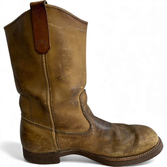 Red Wings Shoes Vintage Leather Boots Pecos Western Biker Work Cork Sole Men's 7 - Picture 6 of 14